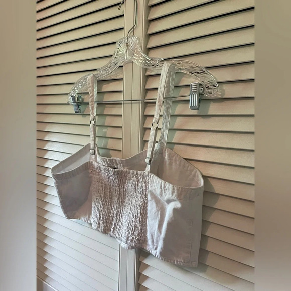 Abercrombie & Fitch Cropped Smocked Button White Cami Adjustable Size XL - Picture 11 of 13